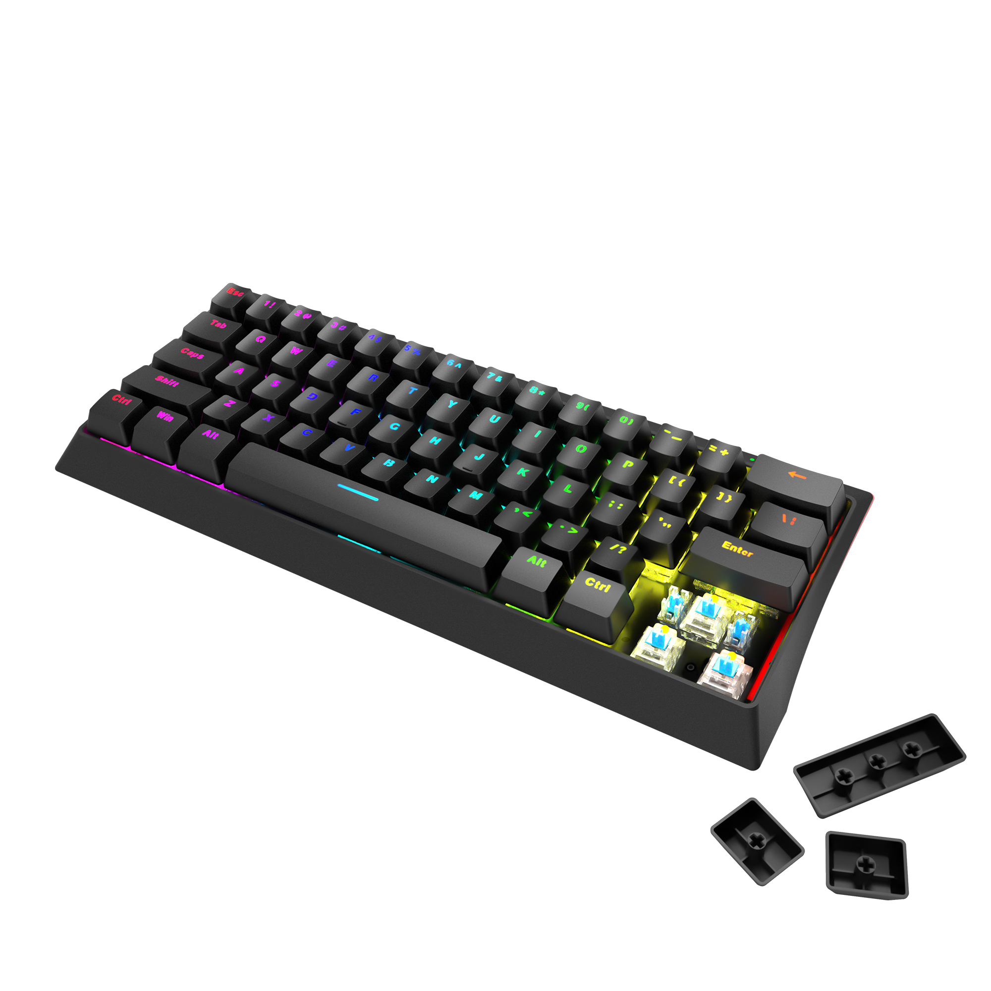 Clavier 61-key Rainbow Backlit Wireless Gaming Keyboard And Mouse